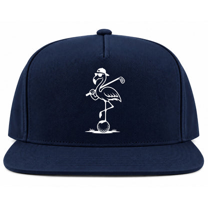 Navy Blue Flamingo Golf Snapback Hat