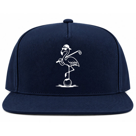 Navy Blue Flamingo Golf Snapback Hat