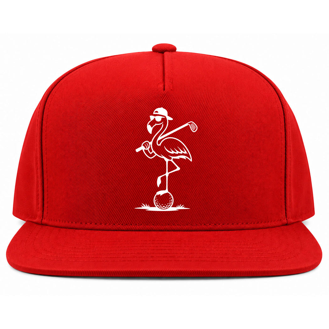 Red Flamingo Golf Snapback Hat