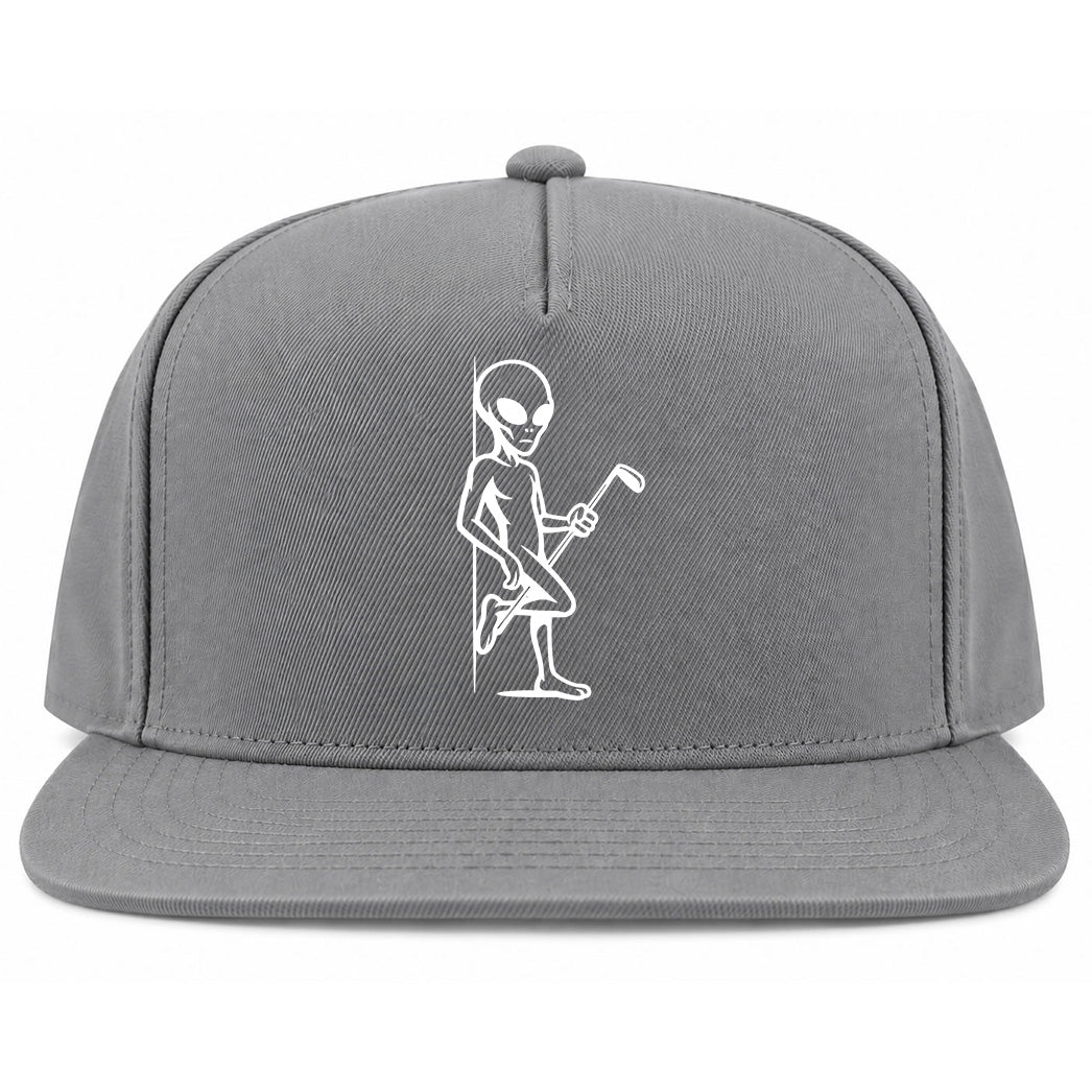 Grey Flirty Alien With Golf Club Golf Snapback Hat