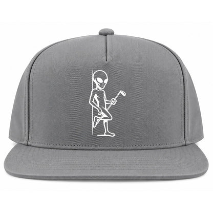 Grey Flirty Alien With Golf Club Golf Snapback Hat