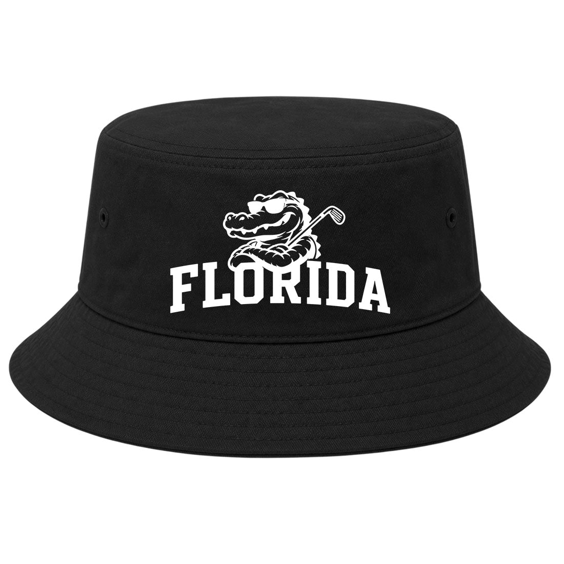 Black Florida Alligator Golf Club Golf Bucket Hat