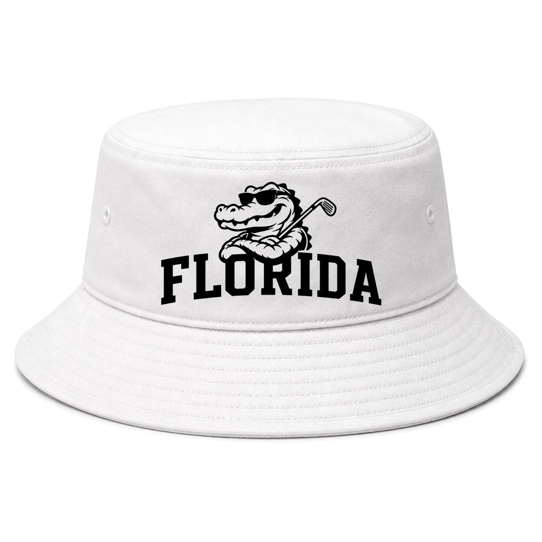 White Florida Alligator Golf Club Golf Bucket Hat