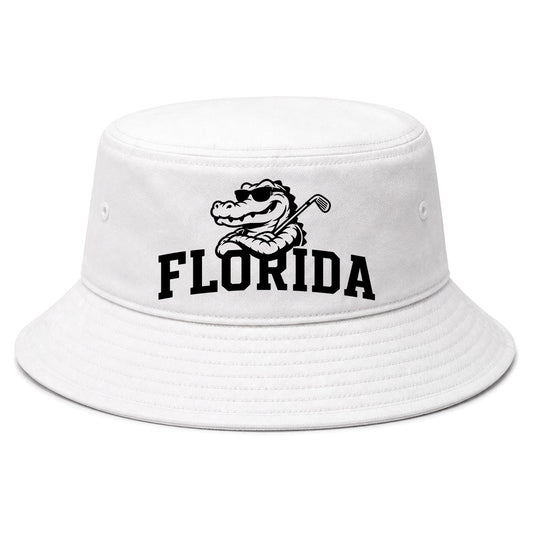 White Florida Alligator Golf Club Golf Bucket Hat