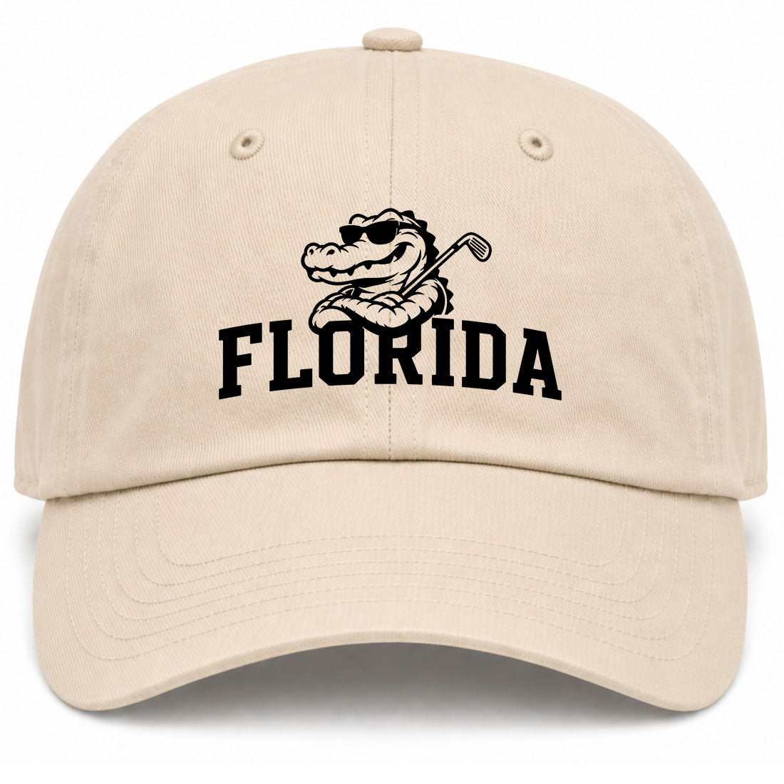 Beige Florida Alligator Golf Club Golf Dad Hat