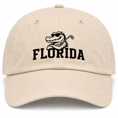 Beige Florida Alligator Golf Club Golf Dad Hat