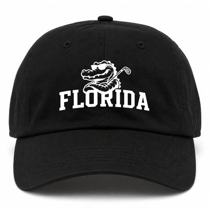 Black Florida Alligator Golf Club Golf Dad Hat