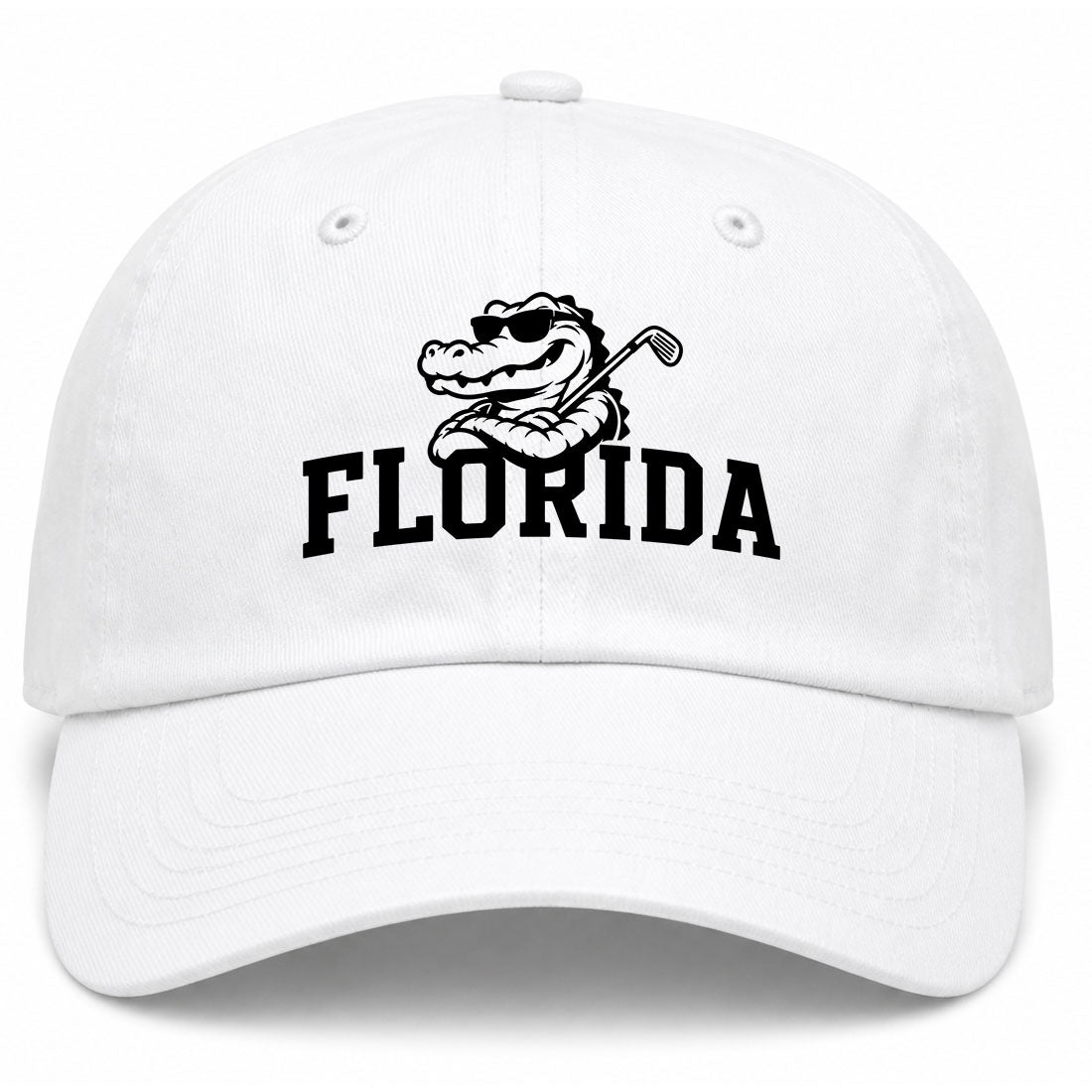 White Florida Alligator Golf Club Golf Dad Hat