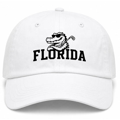 White Florida Alligator Golf Club Golf Dad Hat