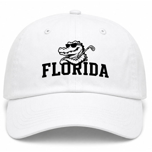 White Florida Alligator Golf Club Golf Dad Hat