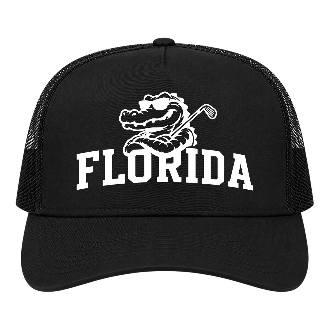 Black Florida Alligator Golf Club Golf Trucker Hat