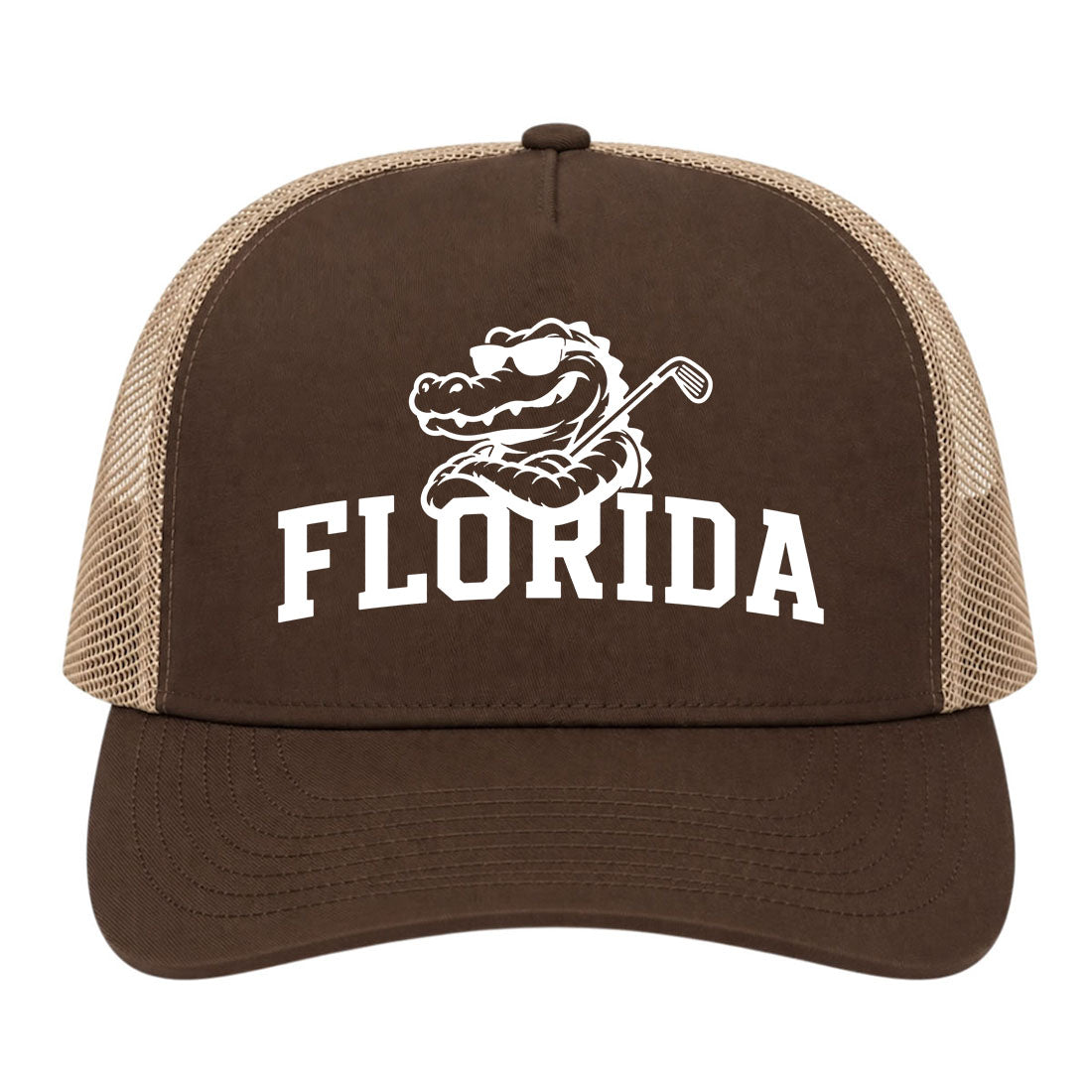 Brown Florida Alligator Golf Club Golf Trucker Hat