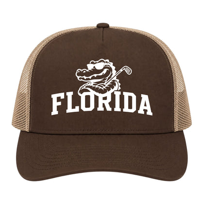 Brown Florida Alligator Golf Club Golf Trucker Hat