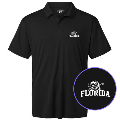 Black Florida Alligator Golf Club Men's Golf Polo Shirt