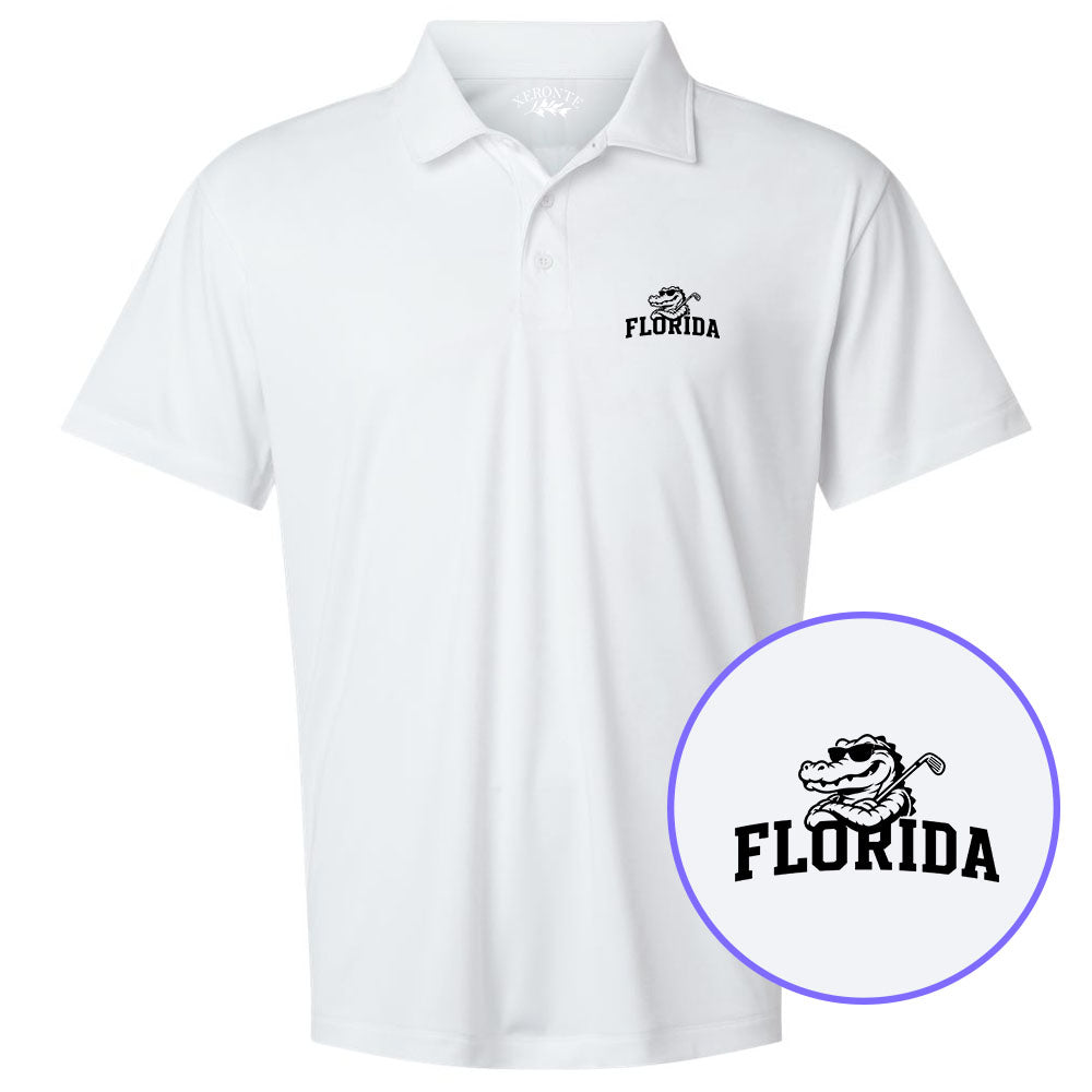 White Florida Alligator Golf Club Men's Golf Polo Shirt