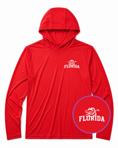 Red Florida Alligator Golf Club Men's Lightweight Performance Golf Hoodie