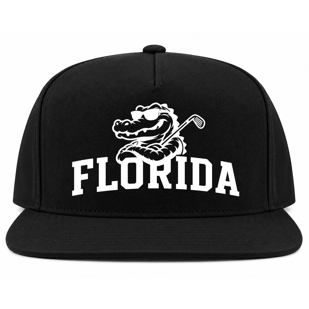 Black Florida Alligator Golf Club Golf Snapback Hat