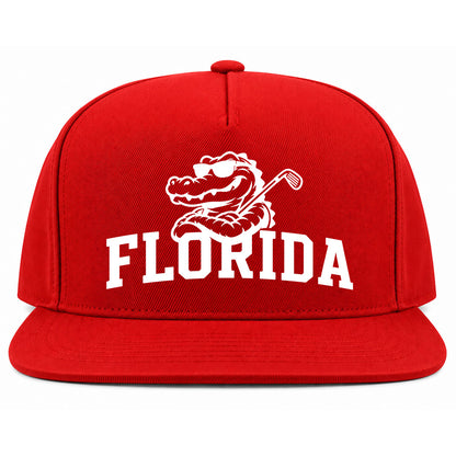 Red Florida Alligator Golf Club Golf Snapback Hat