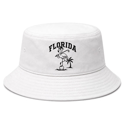 White Florida Flamingo Golf Bucket Hat