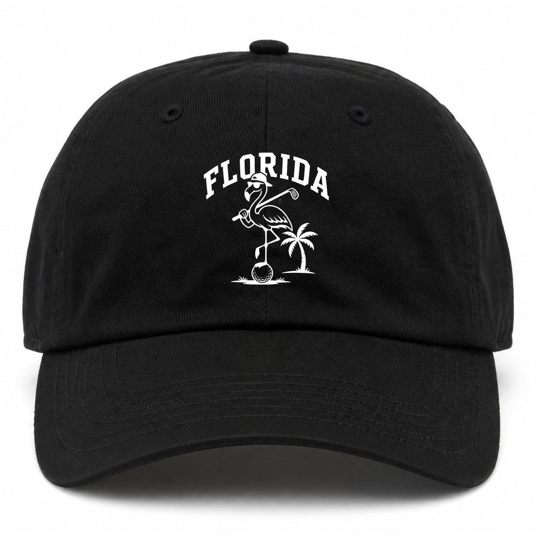 Black Florida Flamingo Golf Dad Hat