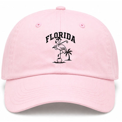 Pink Florida Flamingo Golf Dad Hat