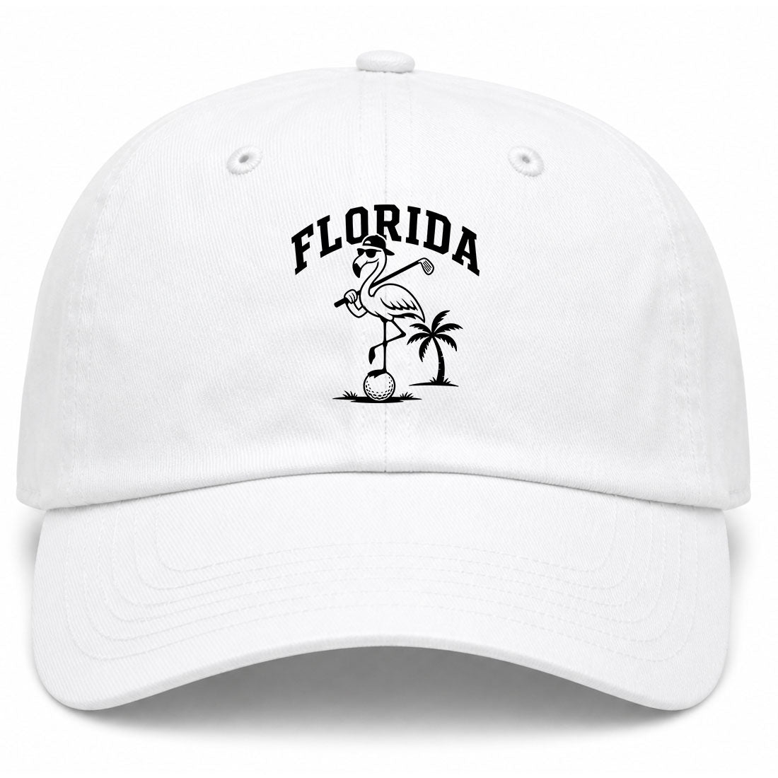 White Florida Flamingo Golf Dad Hat