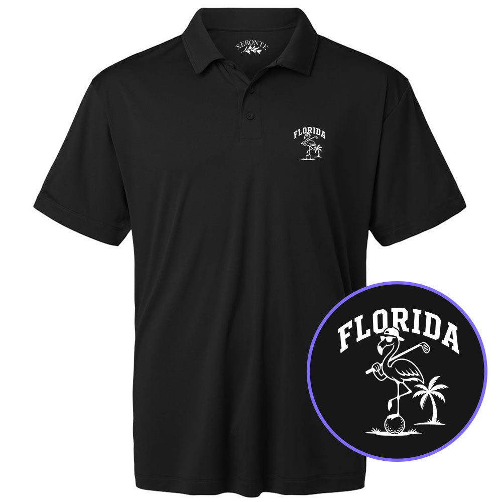 Black Florida Flamingo Men's Golf Polo Shirt