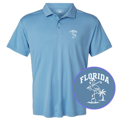 Carolina Blue Florida Flamingo Men's Golf Polo Shirt