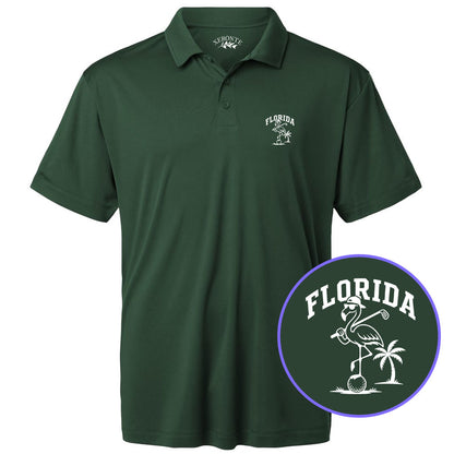 Green Florida Flamingo Men's Golf Polo Shirt