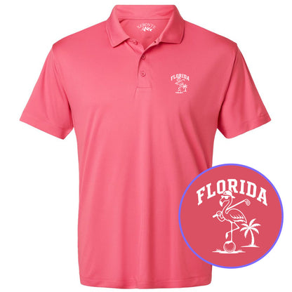 Pink Florida Flamingo Men's Golf Polo Shirt
