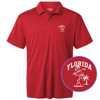 Red Florida Flamingo Men's Golf Polo Shirt