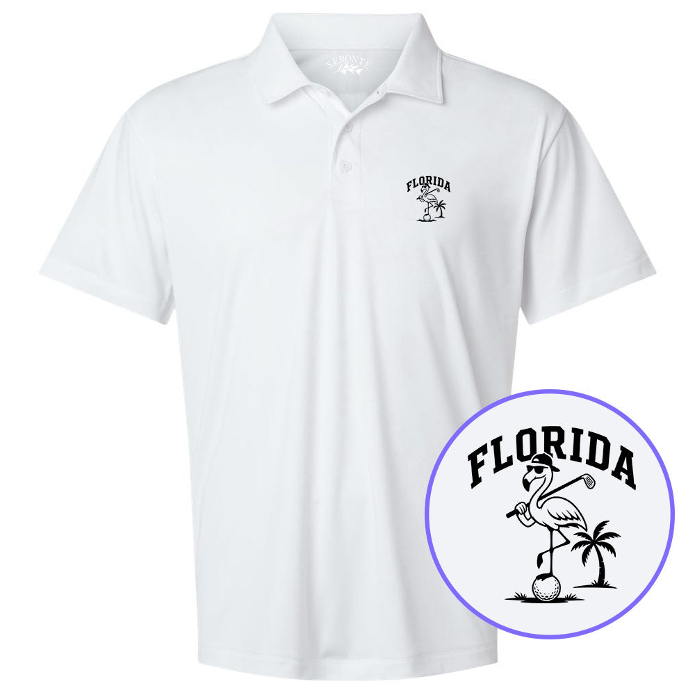 White Florida Flamingo Men's Golf Polo Shirt