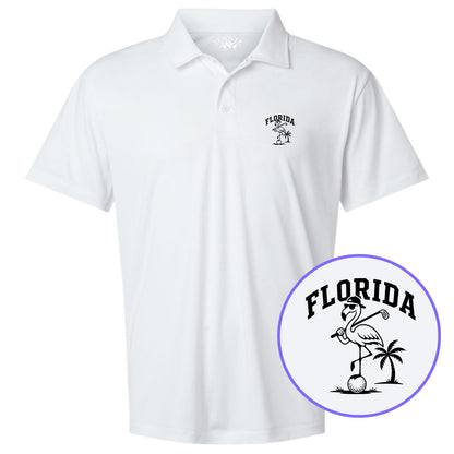 White Florida Flamingo Men's Golf Polo Shirt