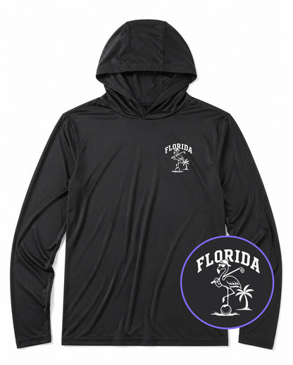 Black Florida Flamingo Men's Lightweight Performance Golf Hoodie