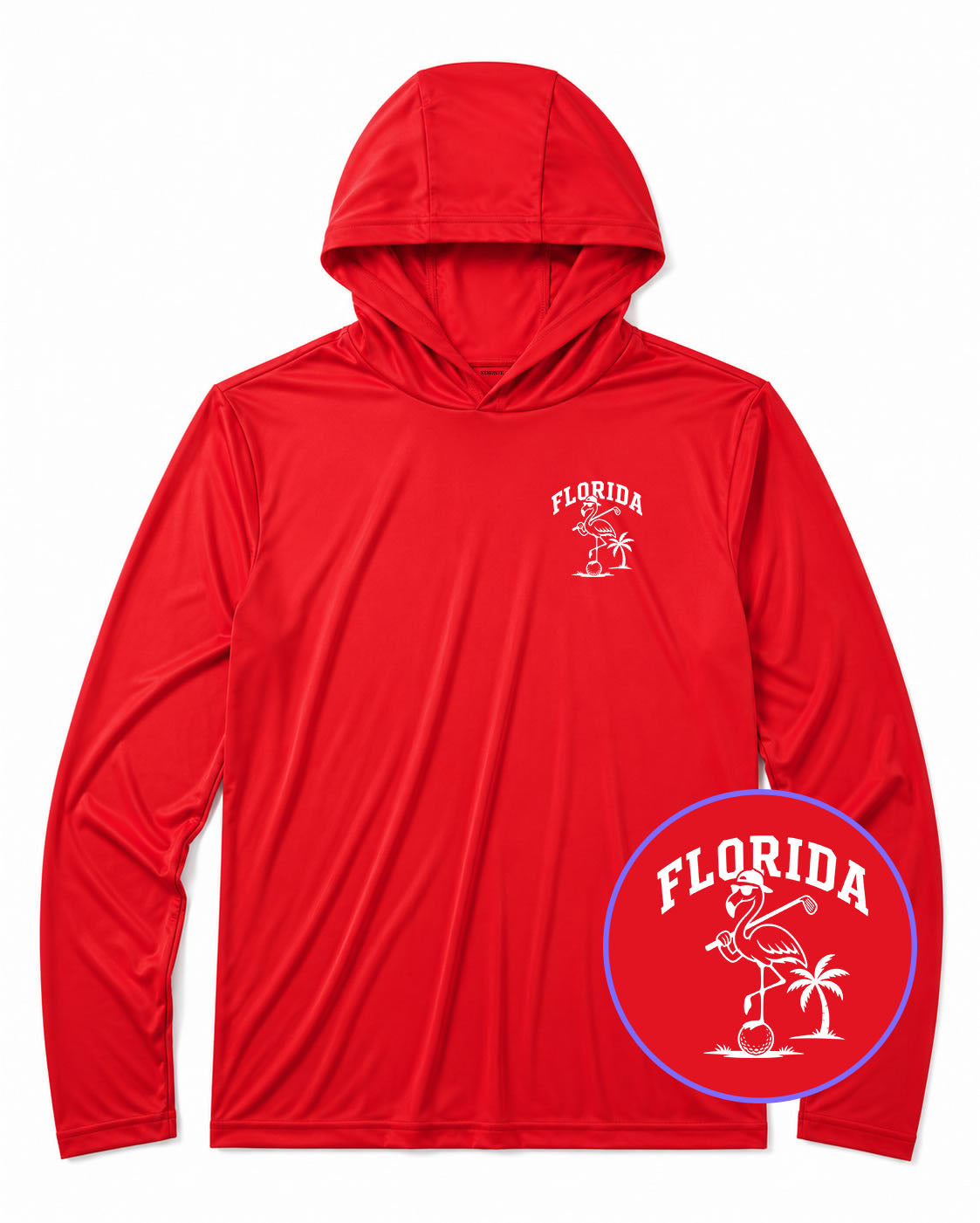 Red Florida Flamingo Men's Lightweight Performance Golf Hoodie