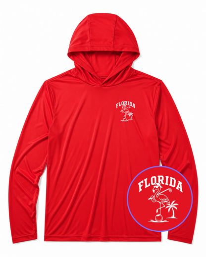 Red Florida Flamingo Men's Lightweight Performance Golf Hoodie