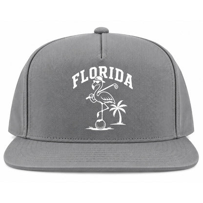 Grey Florida Flamingo Golf Snapback Hat
