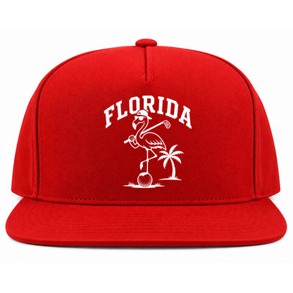 Red Florida Flamingo Golf Snapback Hat
