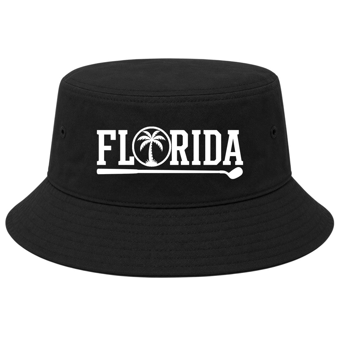 Black Florida Palm Tree Golf Bucket Hat