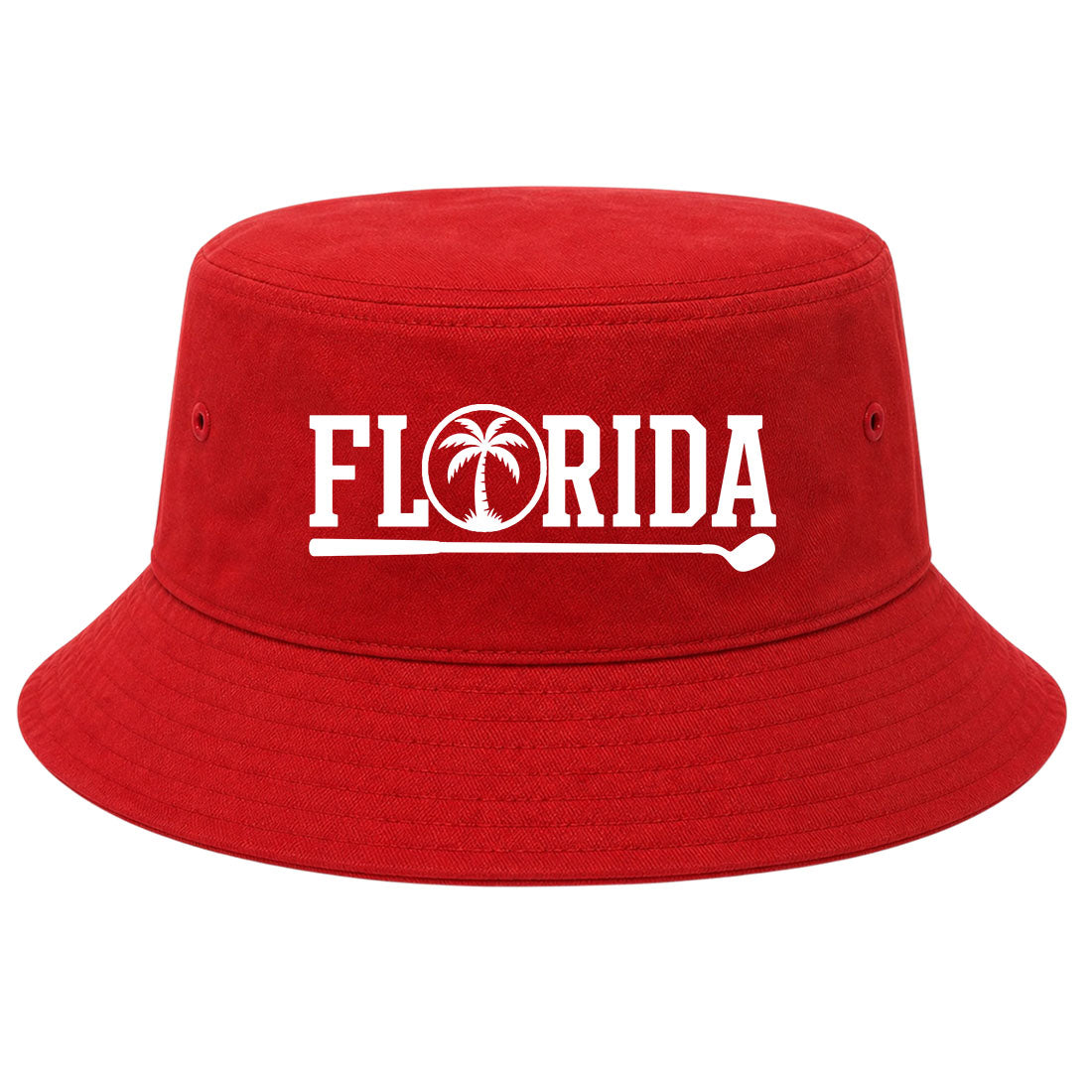 Red Florida Palm Tree Golf Bucket Hat