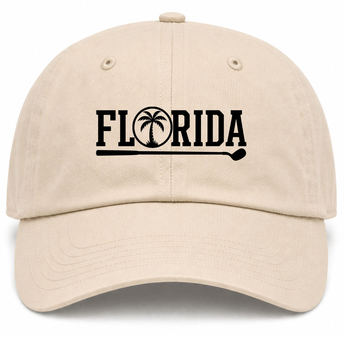 Beige Florida Palm Tree Golf Dad Hat