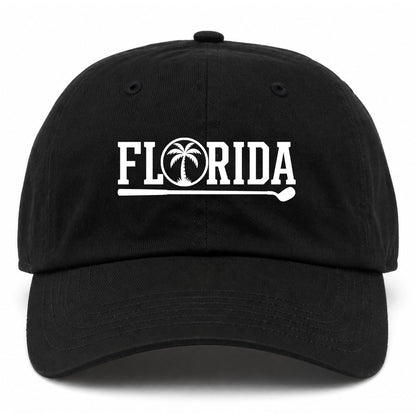 Black Florida Palm Tree Golf Dad Hat
