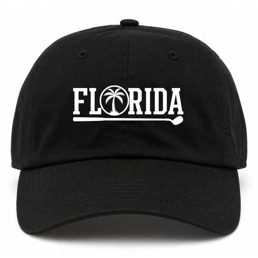 Black Florida Palm Tree Golf Dad Hat