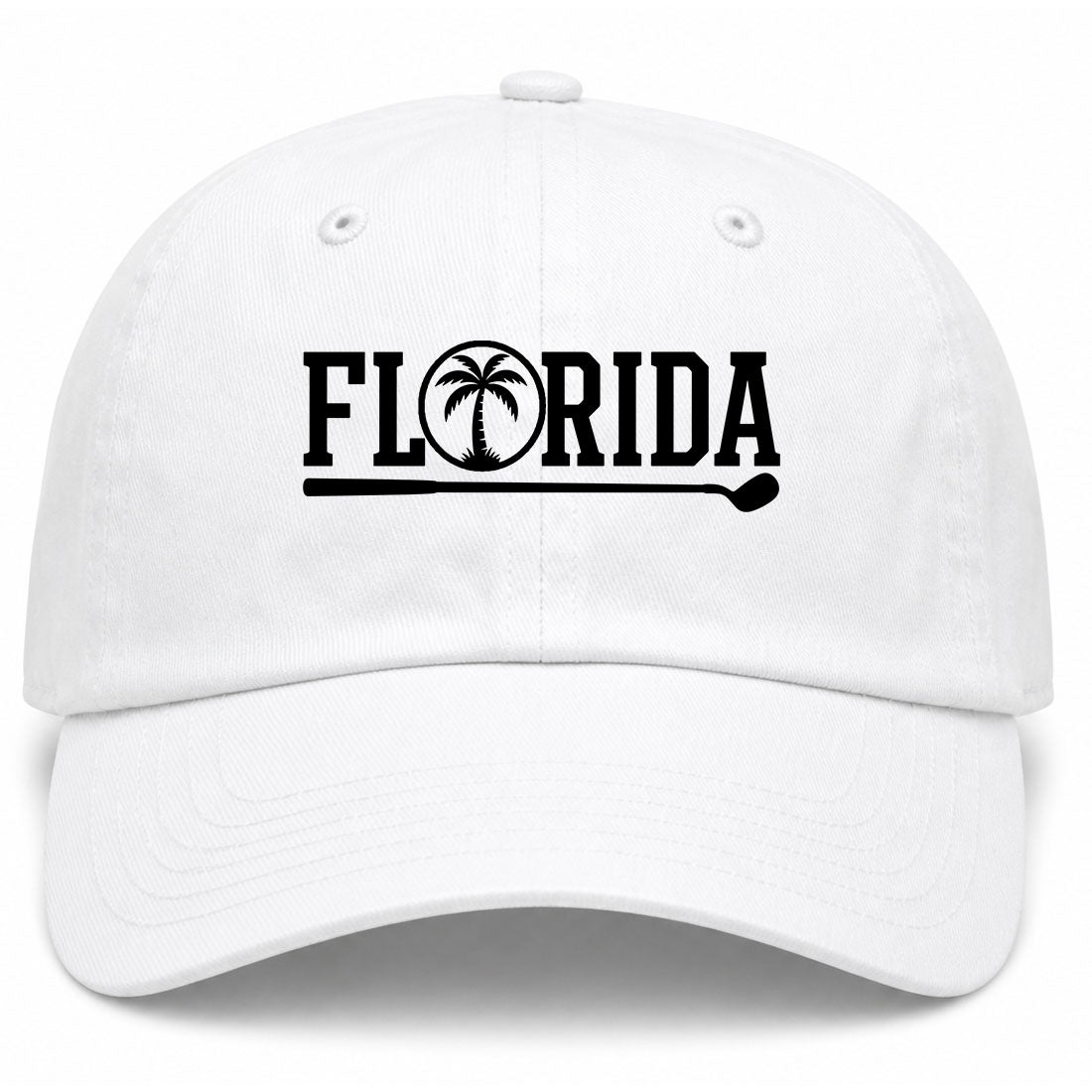 White Florida Palm Tree Golf Dad Hat