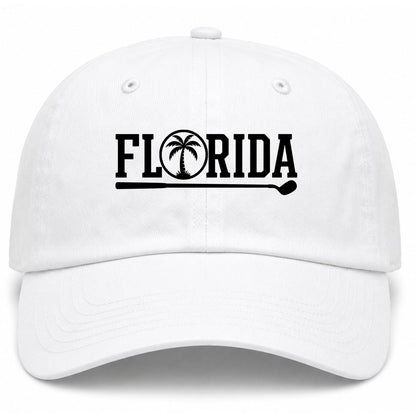 White Florida Palm Tree Golf Dad Hat
