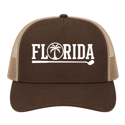 Brown Florida Palm Tree Golf Trucker Hat