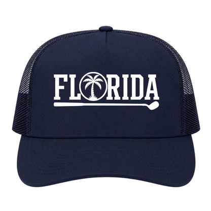 Navy Blue Florida Palm Tree Golf Trucker Hat
