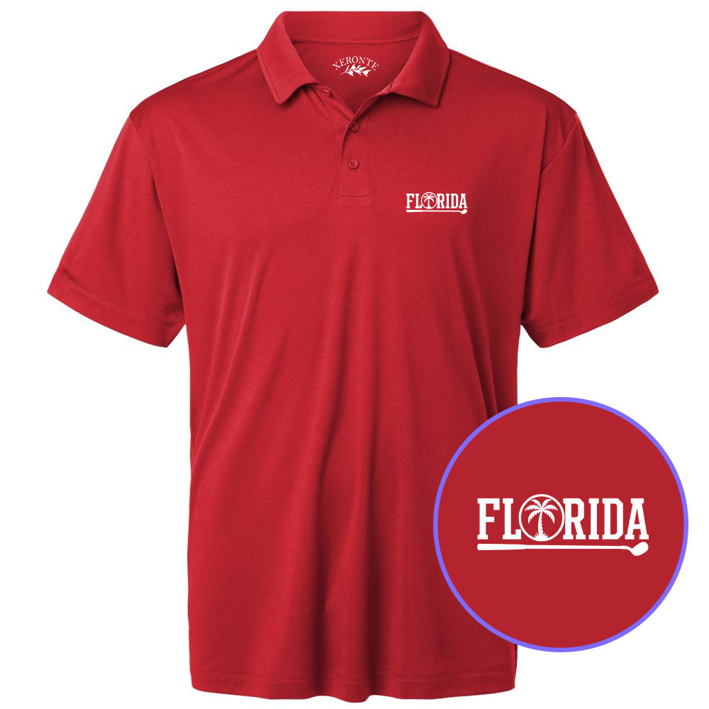 Red Florida Palm Tree Men's Golf Polo Shirt
