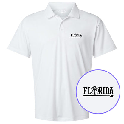 White Florida Palm Tree Men's Golf Polo Shirt