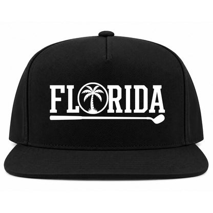 Black Florida Palm Tree Golf Snapback Hat